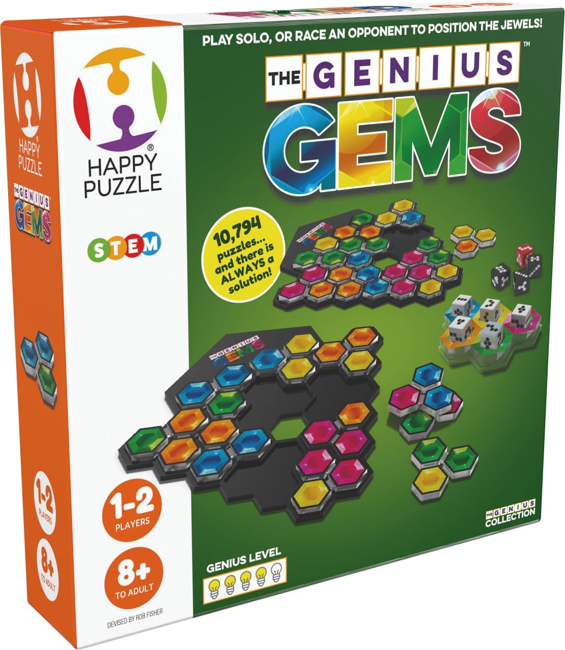 The Happy Puzzle Company The Genius Gems Game - 10,794 Puzzles - A Great Challenge for Friends and Family Board Game Night - Logic Puzzle Smart Games STEM Educational Learning Resources Ages 8+