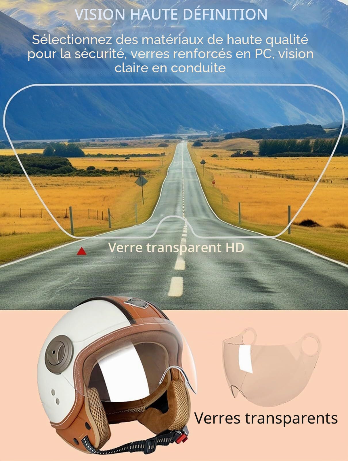 Casque Jet Moto Vintage avec Visière Casque Mobylette Homologué ECEDOT Rétro Demi Casque Moto Vélo Scooter Chopper pour Adultes Homme Et Femme(9,M=57-58CM)