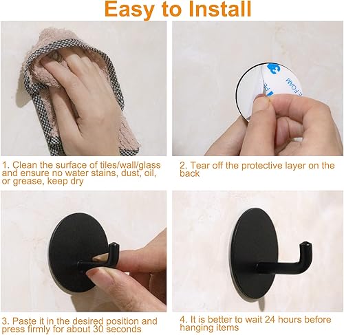Miniatura 4 de Paquete de 8 ganchos adhesivos negros y 8 ganchos de pared de una sola punta