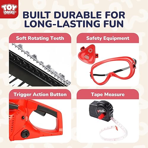 Miniatura 4 de TOY Life Motosierra de juguete para niños, juego de herramientas con guantes para niños pequeños, herramienta de trabajo de construcción, motosierra