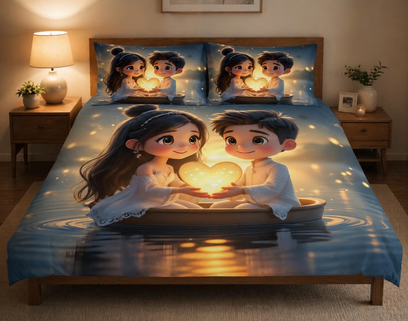 Double Bed Bedsheet for Kids/Bedding Set/Chadar/Bedcover/King Size Cotton Bedsheet with 2Pillow Cover (King (U.K. Standard))-image-37