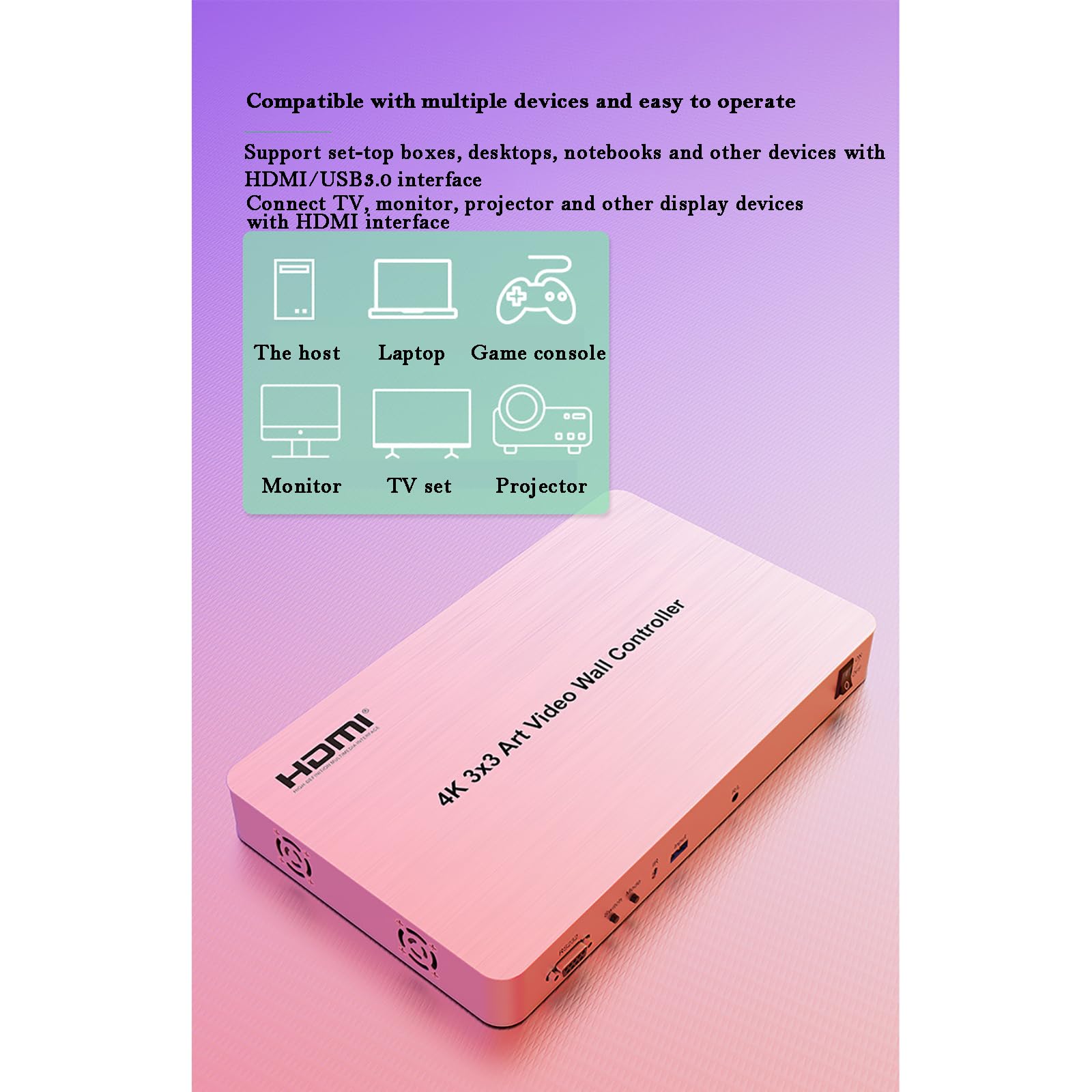 4K 3×3 TV-Spleißbox, Speziell Geformter 9-Kanal-Video-Spleißer, Frei Künstlerisches Spleißen Über Software Erstellen Und Mehrere HDMI/USB3.0-Schnittstellengeräte Unterstützen