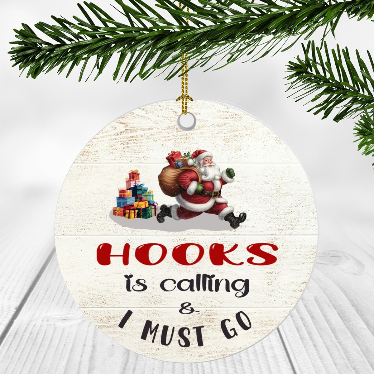 Christmas Ornament Hooks Calling I Must Go, Funny Family Ornament 2024 Santa Come Back Home, Gift for Kids Mom Dad 3''