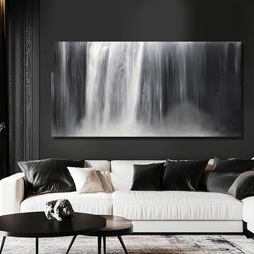 Miniatura 2 de Arte de pared negro, decoración blanca para pared, imágenes de cascada, arte abstracto para pared, decoración de habitación, póster en lienzo, fotos