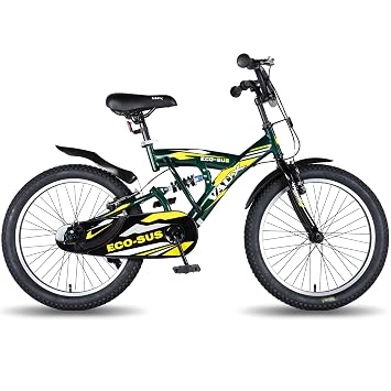 Vaux Eco-Sus Kids Cycle for Boys with Suspension for Age 5 to 8 Years, Sporty Bicycle for Kids with Steel Frame, Alloy Rims, 20x2.40 Tubular Tyres & V-Brakes, Ideal Height: 3.6ft to 4.5ft(Green)
