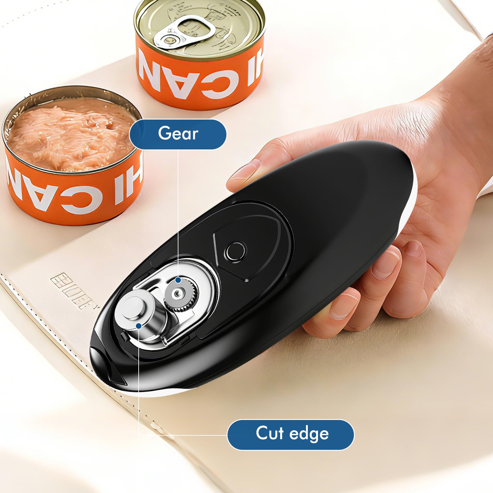 Apriscatole elettrico automatico, portatile, ricaricabile, con magnete per tutte le lattine, ricarica di tipo C, senza fili, per casa e campeggio (16 x 6,5 x 5,5 cm)