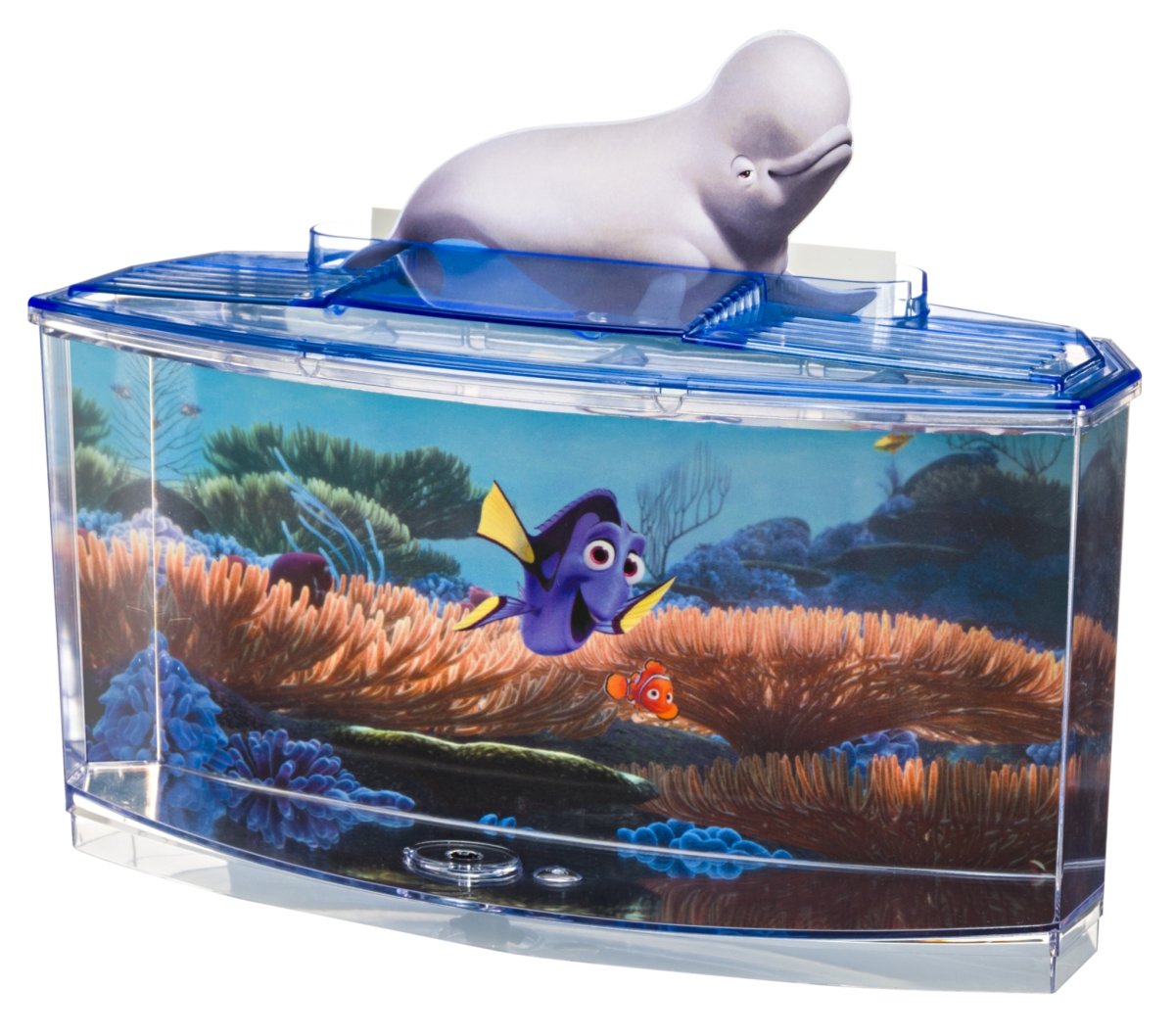Penn-Plax Finding Dory Betta Aquarium Fish Tank Kit | 0.7 Gallon Size | Includes Décor, Background, and Lid