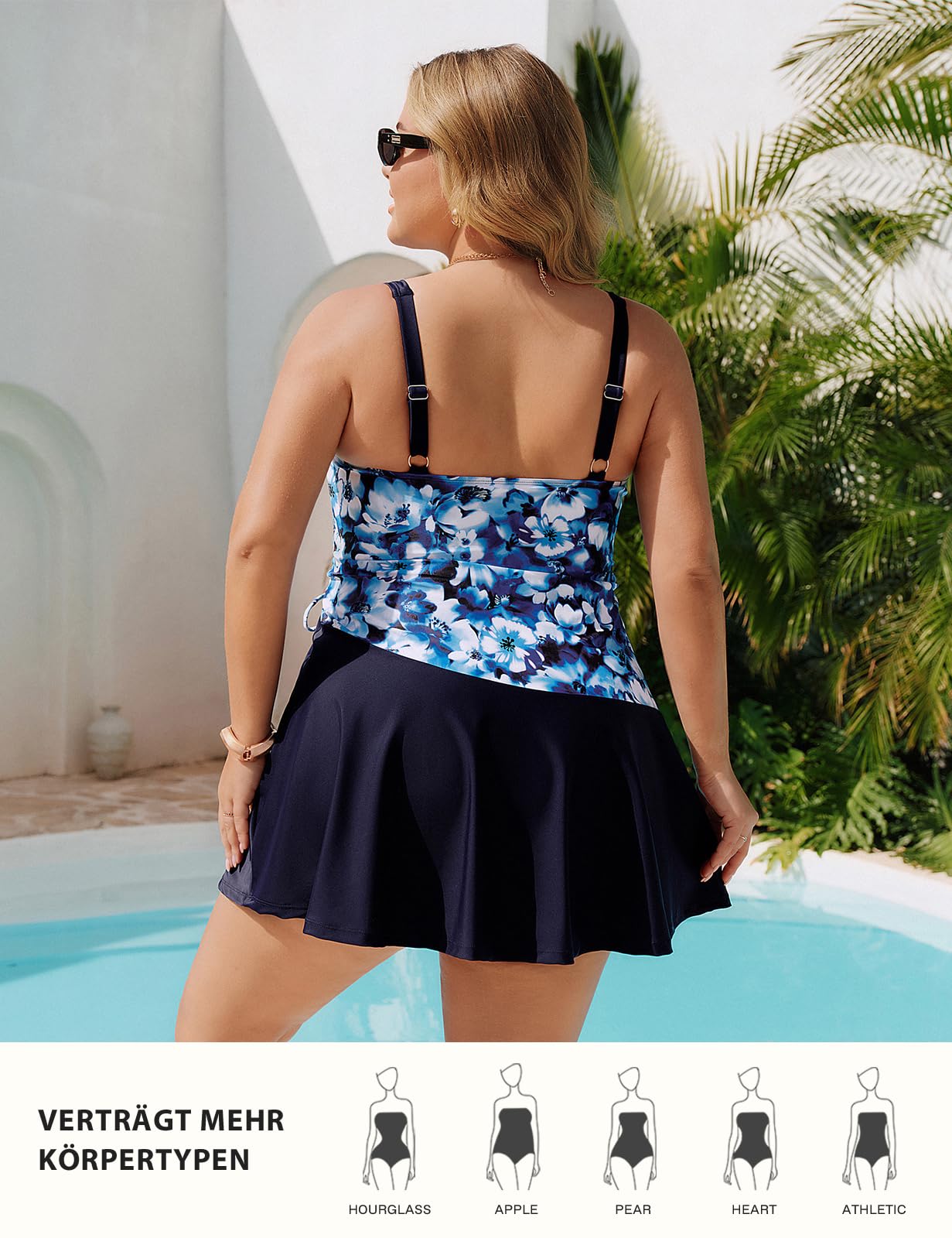 Hanna Nikole Robe de bain une pièce grande taille pour femme, maillot de bain froncé gainant, maillot de bain push-up à col en V