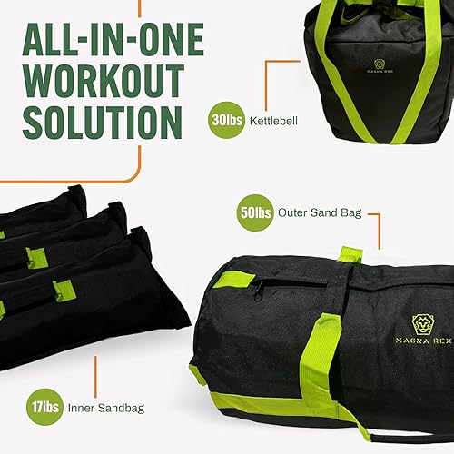 Miniatura 4 de Sandbags for Working Out - 50 to 90 lbs - Adjustable Heavy Duty Equipment for Weight Training - 1 Outer, 3 Inner Sandbags - Portable Tough Workout -