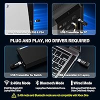 Vista 2 de YOTMS Wireless PS5 Gaming Headset for PS4, PC, Switch, 2.4Ghz Wireless Gaming Headphones with Mic, Bluetooth 5.3 Headphones with Stereo Sound, 40h