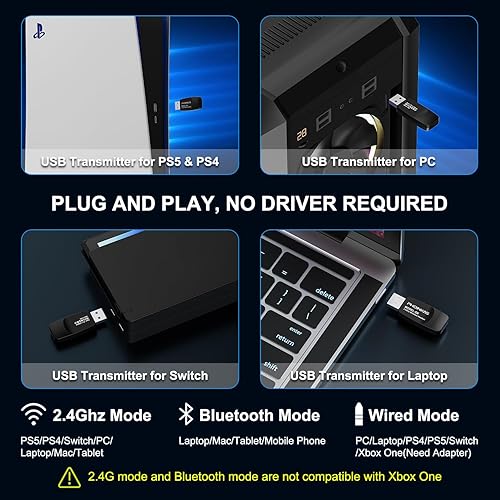 Vista 2 de YOTMS Wireless PS5 Gaming Headset for PS4, PC, Switch, 2.4Ghz Wireless Gaming Headphones with Mic, Bluetooth 5.3 Headphones with Stereo Sound, 40h