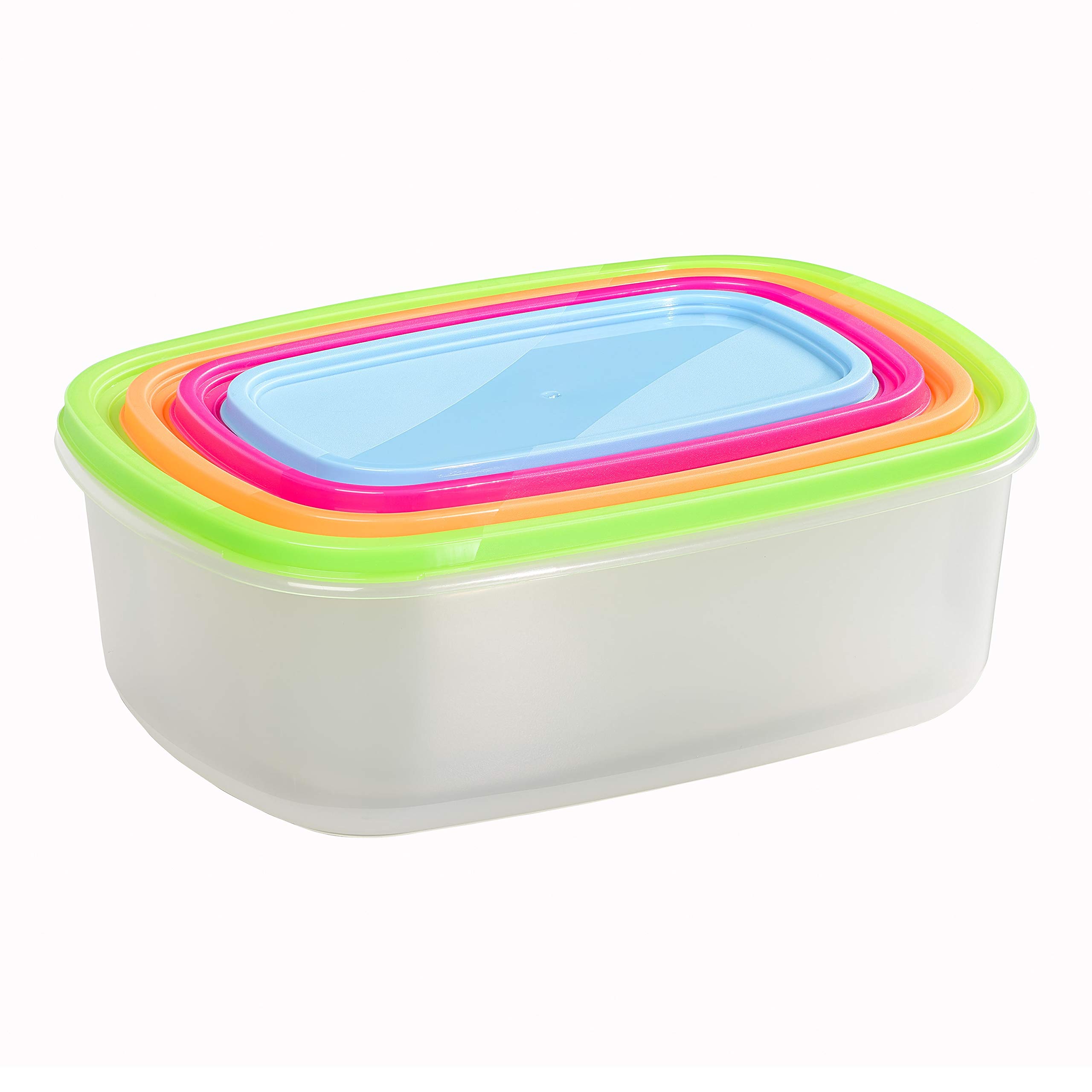 Chef Aid 4 Rectangular Storage Containers, Mixed, 25.6 cm L x 9 cm H (550 ml capacity) - Image 2