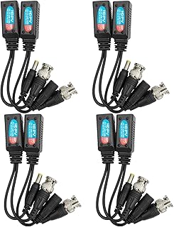 4 Pairs Passive Video Balun RJ45 Transmitter HD-CVI/TVI/AHD/CVBS 8MP Connector BNC to RJ45 Network Transceiver for CCTV Security DVR Surveillance Camera System