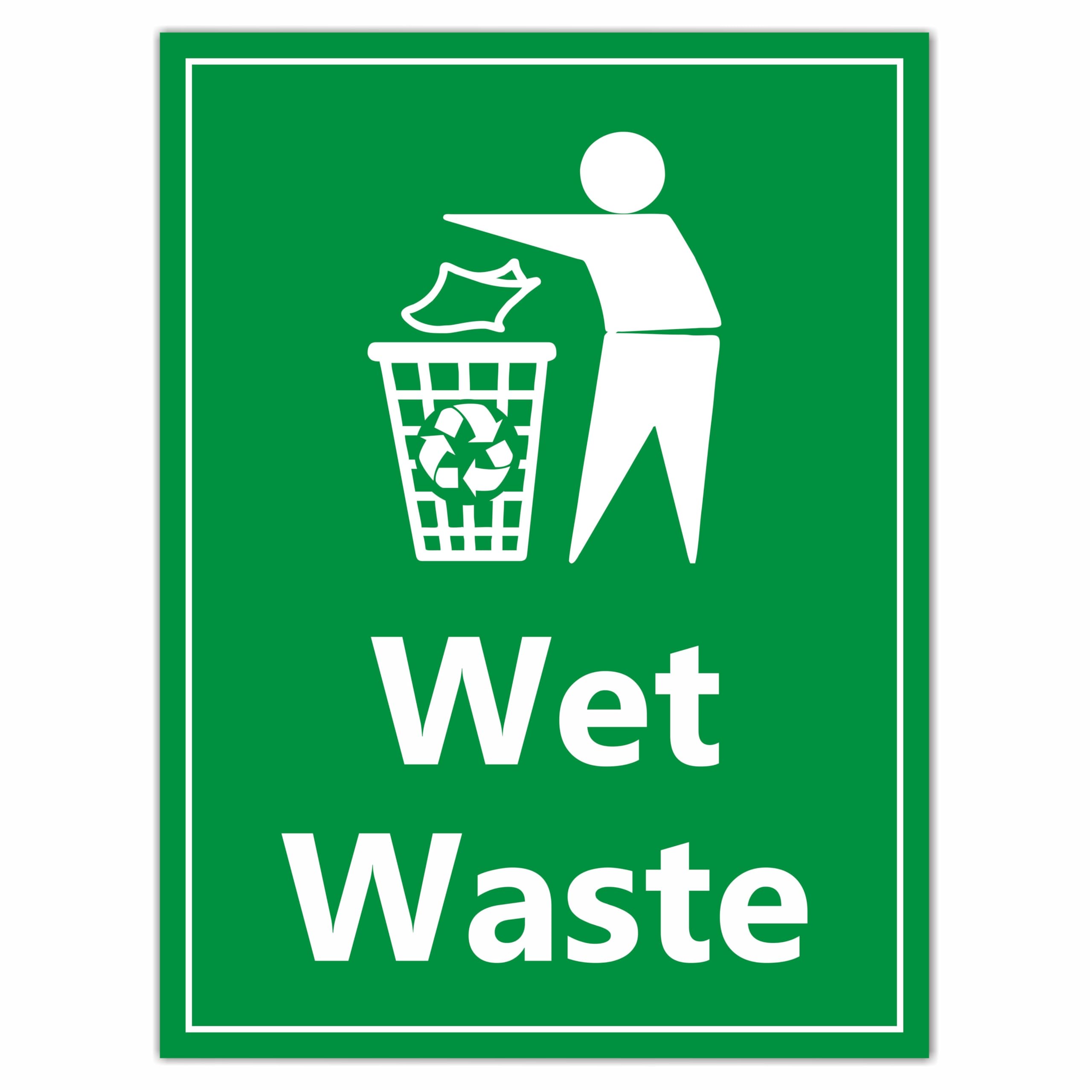 ATTRACTSO - Wet Waste Adhesive Vinyl Signage Sticker For Office l Home l Clinic l Hotels (Size -6x8 Inch, Colour- Green) Pack of 6