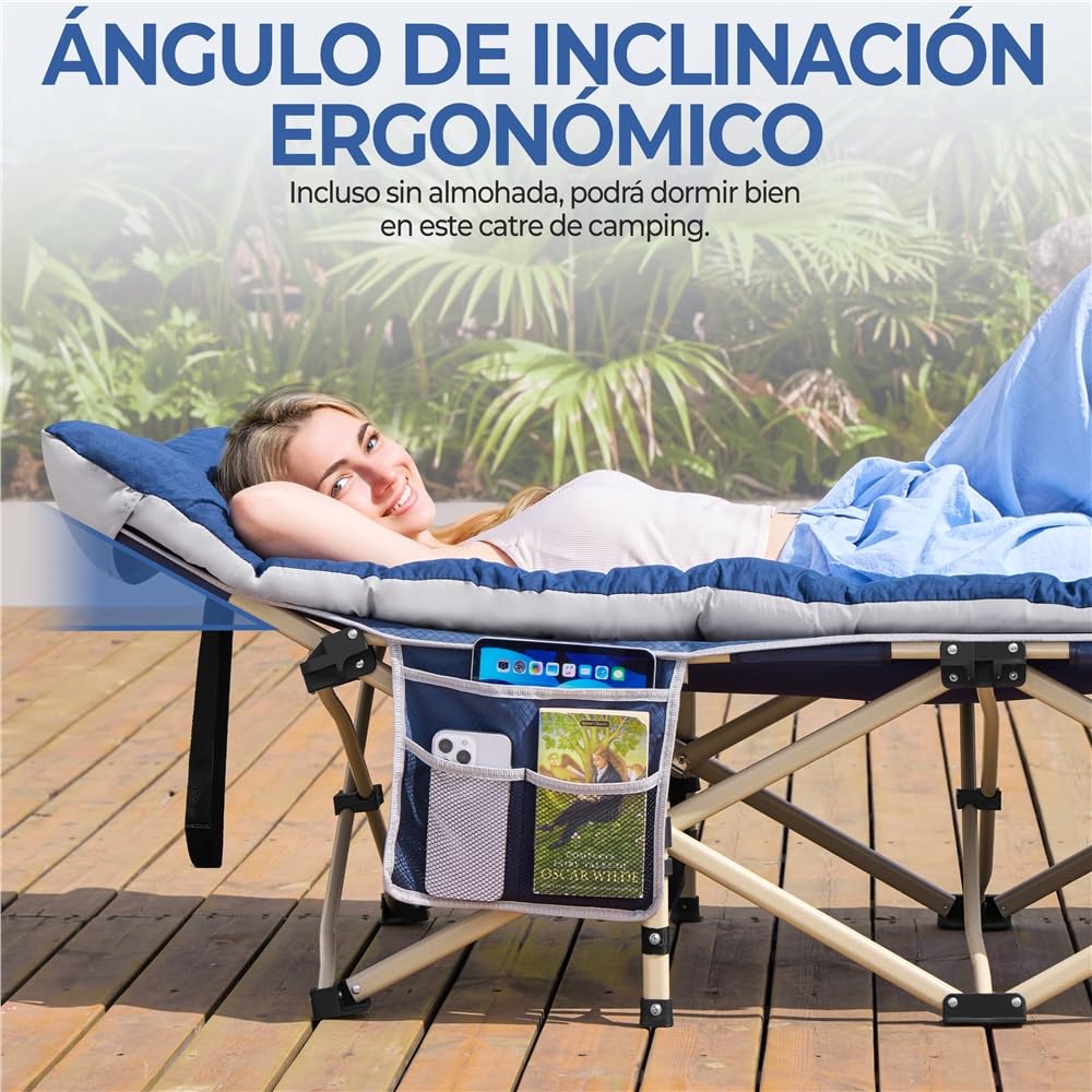 Yaheetech Cama de Campamento Plegable con Colchón de 150 kg, Carga de Cama de Camping con Bolsa de Transporte Marco de Metal