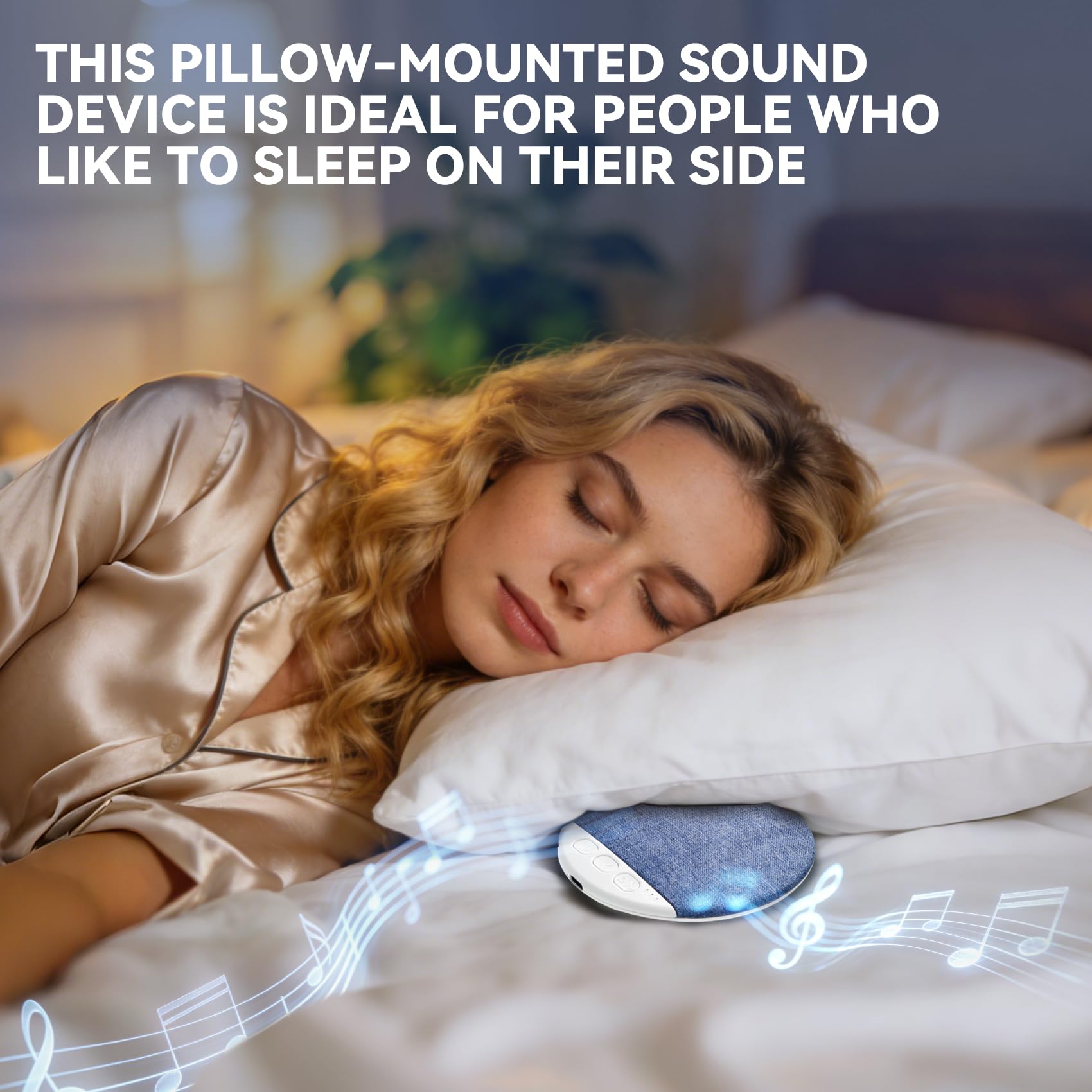 DAOUZL Altavoz de Almohada Bluetooth, Ayuda Inalámbrica para Dormir con Ruido Blanco y Temporizador, Conducciones óseas Debajo de la Almohada para Dormitorio, Hotel — view 7