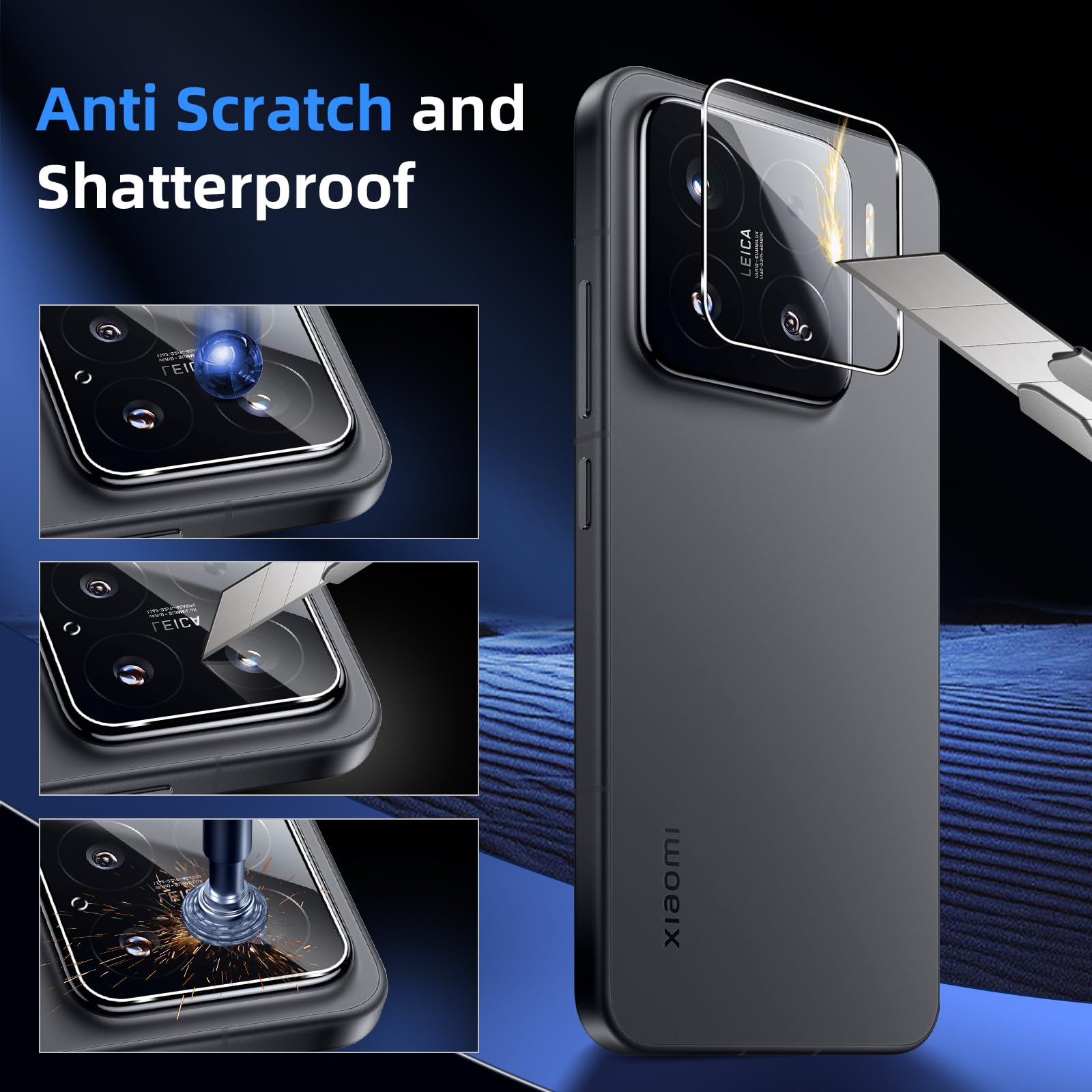 Heioloo 3 Pezzi Protezione fotocamera per Xiaomi 15T/Xiaomi 15T pro, Senza Bolle, 9H Durezza, Anti Graffi, Anti-Impronte