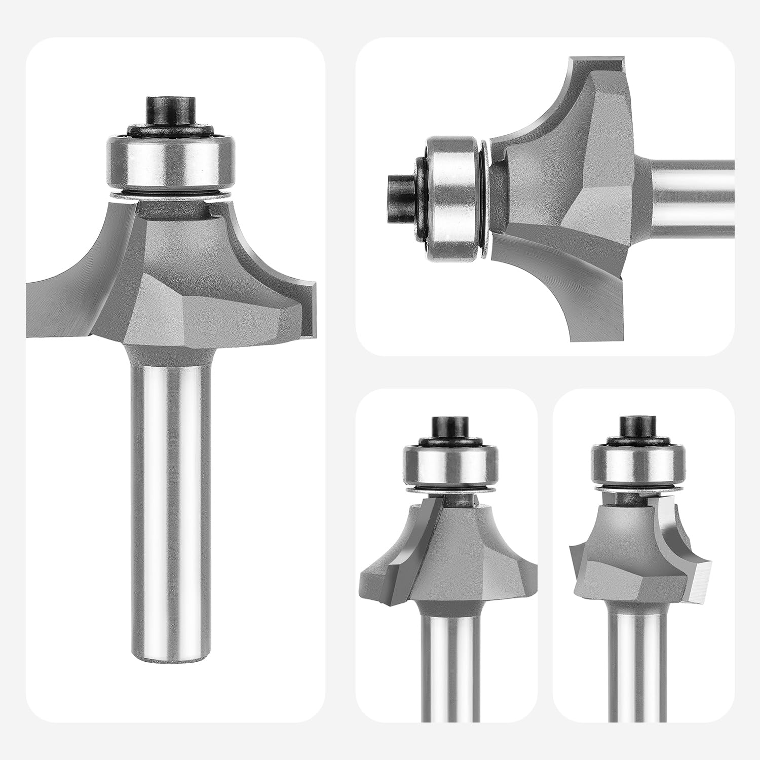 SpeTool Abrundfräser 8mm Schaft Radiusfräser Radius 8mm mit Kugellager Rundfräser CNC Fräskopf für Oberfräse Schaftfräser Randfräser für Kantenfräse Fräser für Oberfräse für Holzbearbeitung