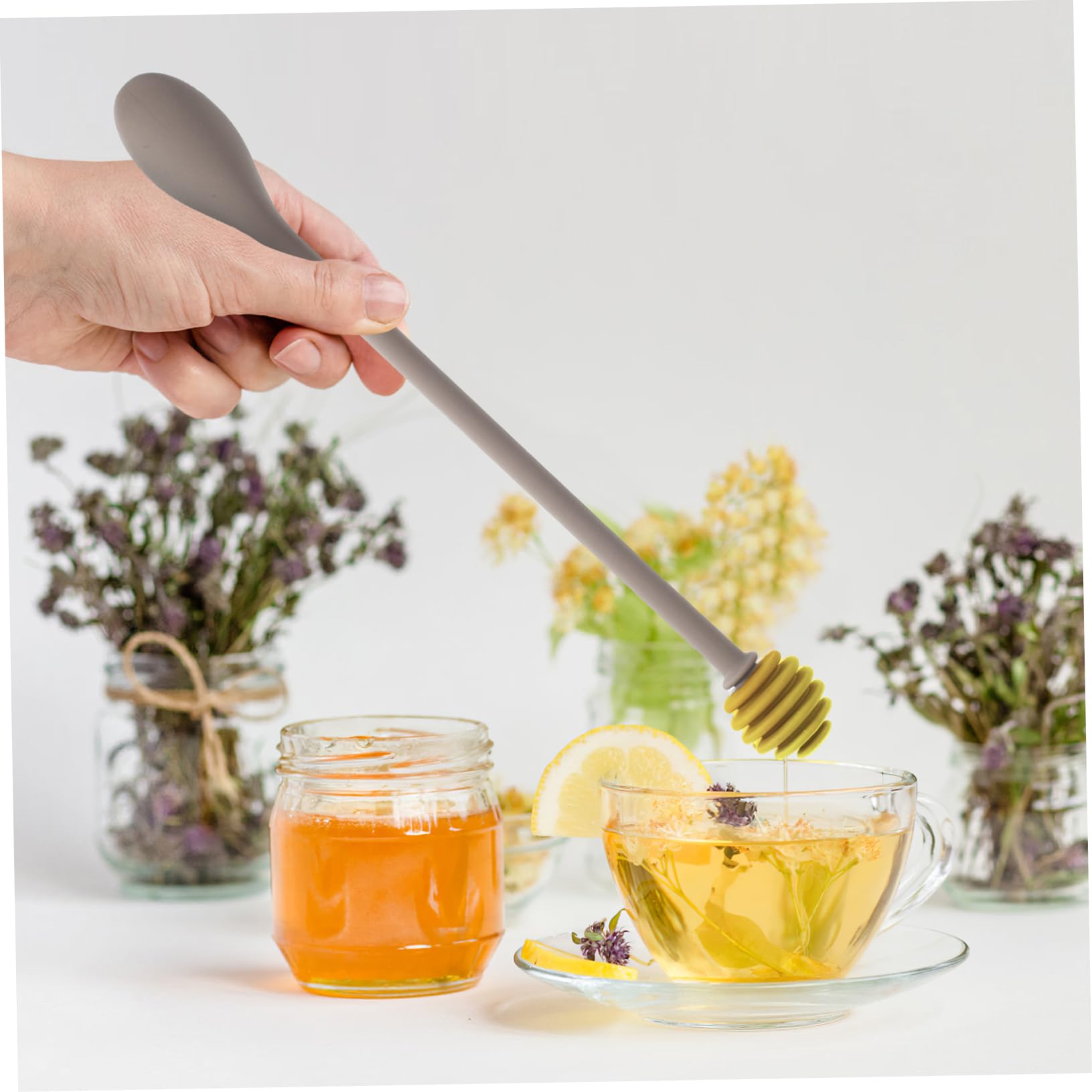 LALADEFIEE 2pcs Honey Dippers Honey Jar Honey Swizzle Stick Syrup Spoon Mini Jar Honey Mixing Stirrer Extra Large Honey Dipper Honey Spoon Dipper Honey Stir Sticks Bee Mixer Stick