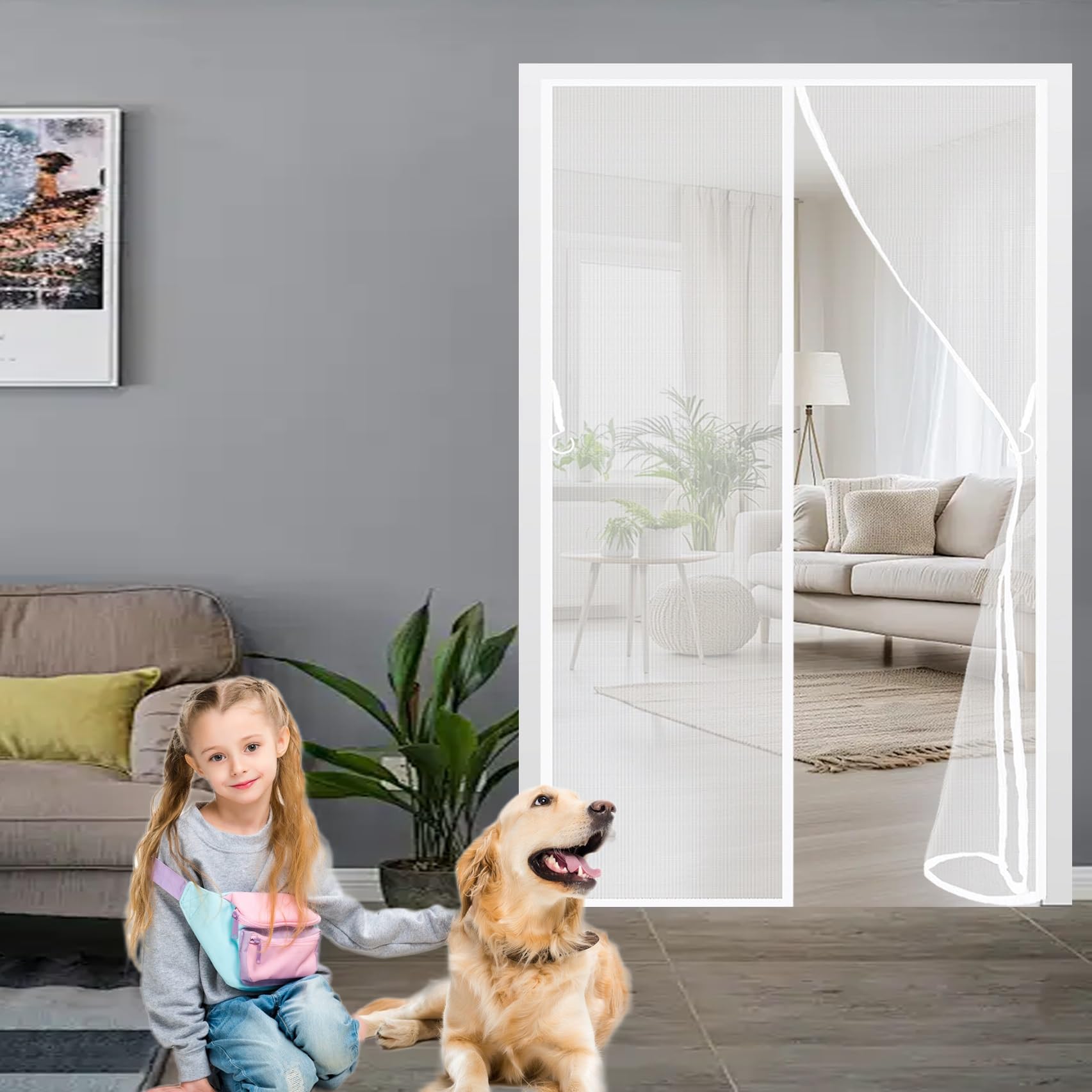 Moustiquaire magnétique à maille fine avec fermeture automatique pour porte
