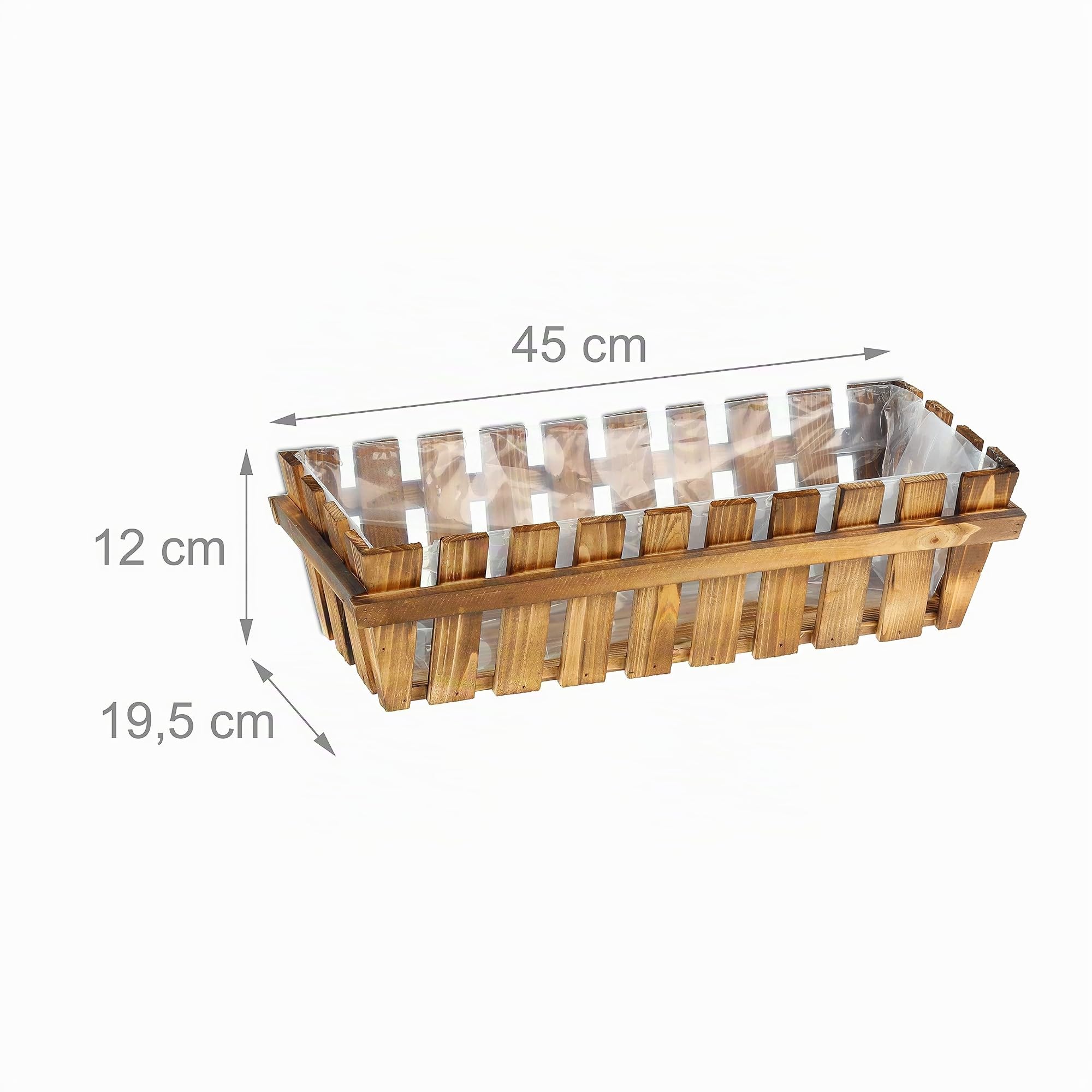 Relaxdays Fioriera da Esterno in Set 3, Vasi da Balcone e Giardino, Rettangolari, HxLxP: 12x45x19,5 cm, Legno, Naturale