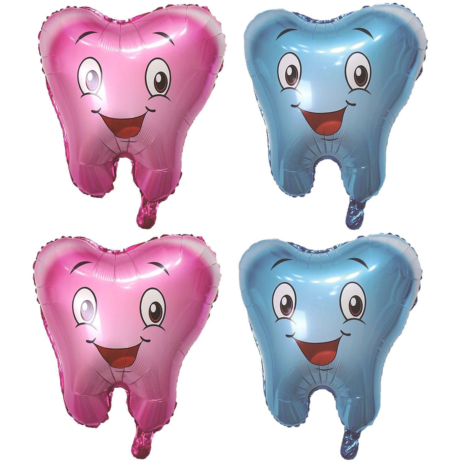 4 Pack Dental Balloons, Smile Teeth Shapes, Dental Themed Balloons, Baby Shower Decorations, Kids Birthday Party Decorations