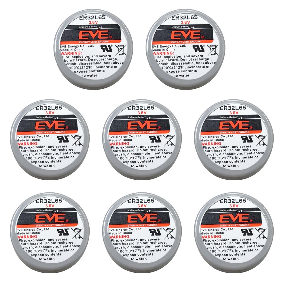 MEELER 8 Pcs ER32L65 3.6V 1000mAh Lithium Battery with Nickel Pins for Smoke Alarms Carbon Monoxide Detectors Intrusion Sensors and So On