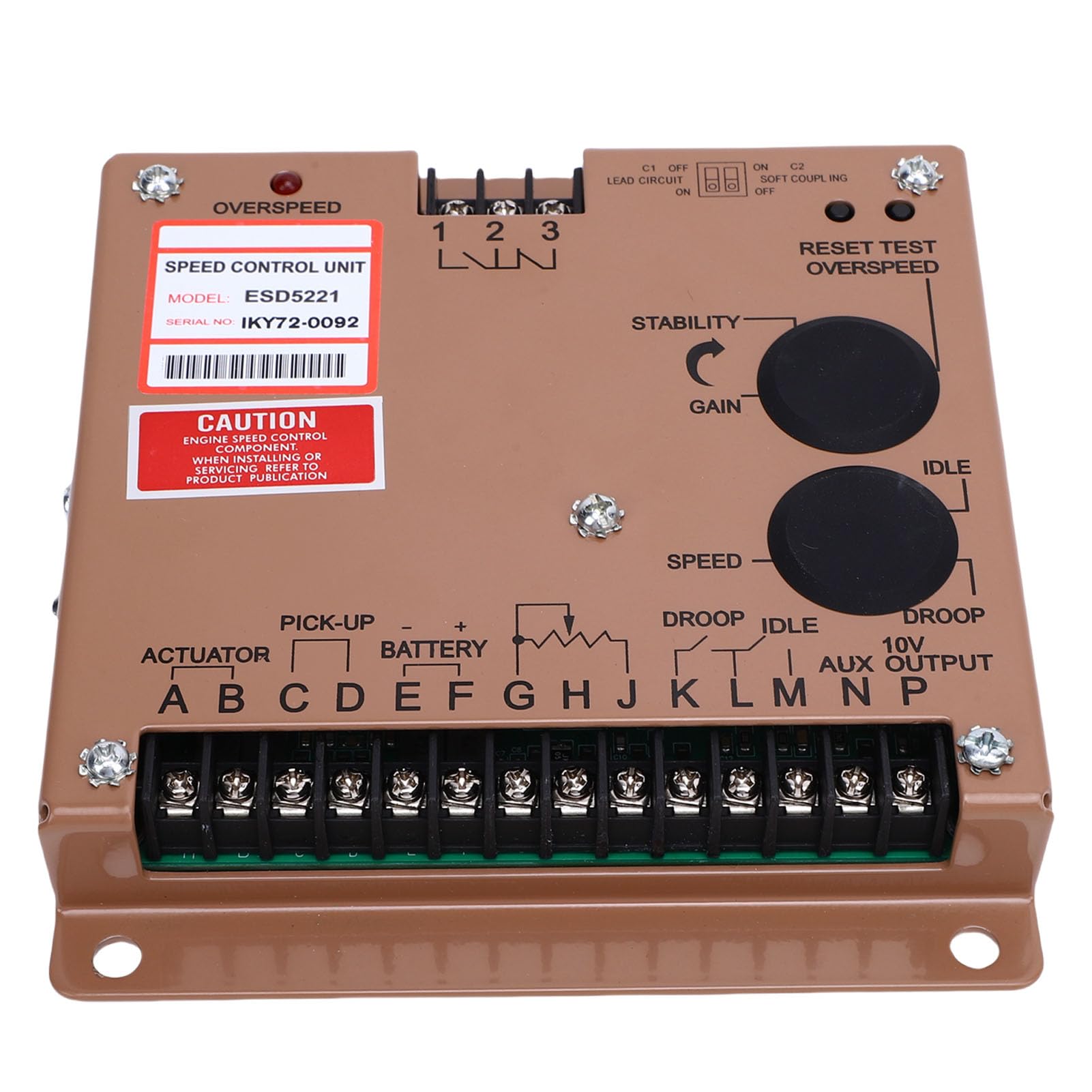 Unità di Controllo della velocità ESD5221, Controller del Regolatore del Motore del Generatore Regolabile con Protezione da velocità Eccessiva per Vari Gruppi Elettrogeni