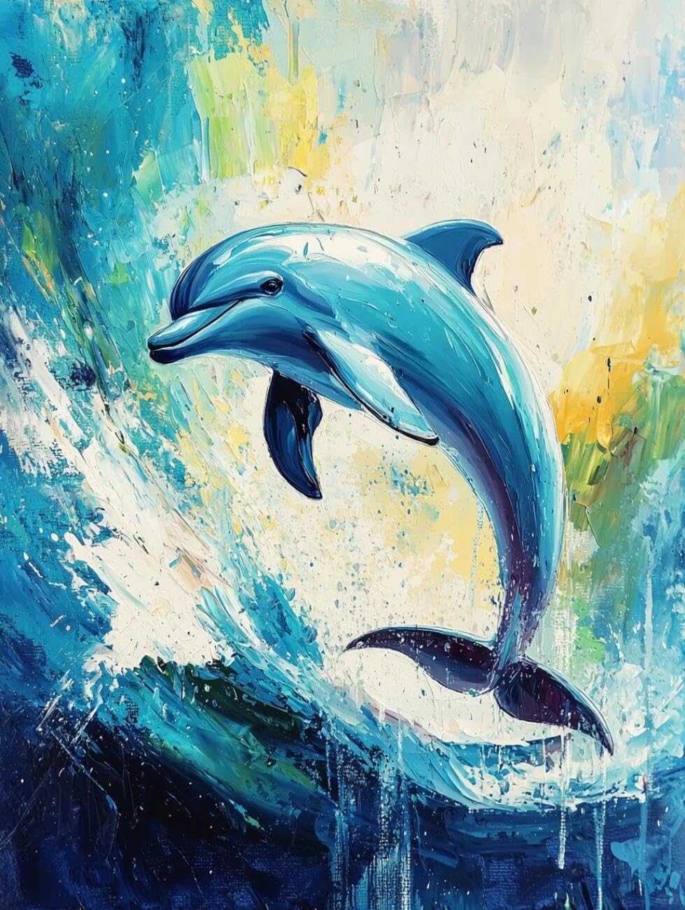 Henypt Cross Stitch Kit Fantasy Dolphin Animal DIY Arts Aand Craft Kit for Adults Beginners with Accessories Handmade DIY/Gifts 14CT 30x40cm