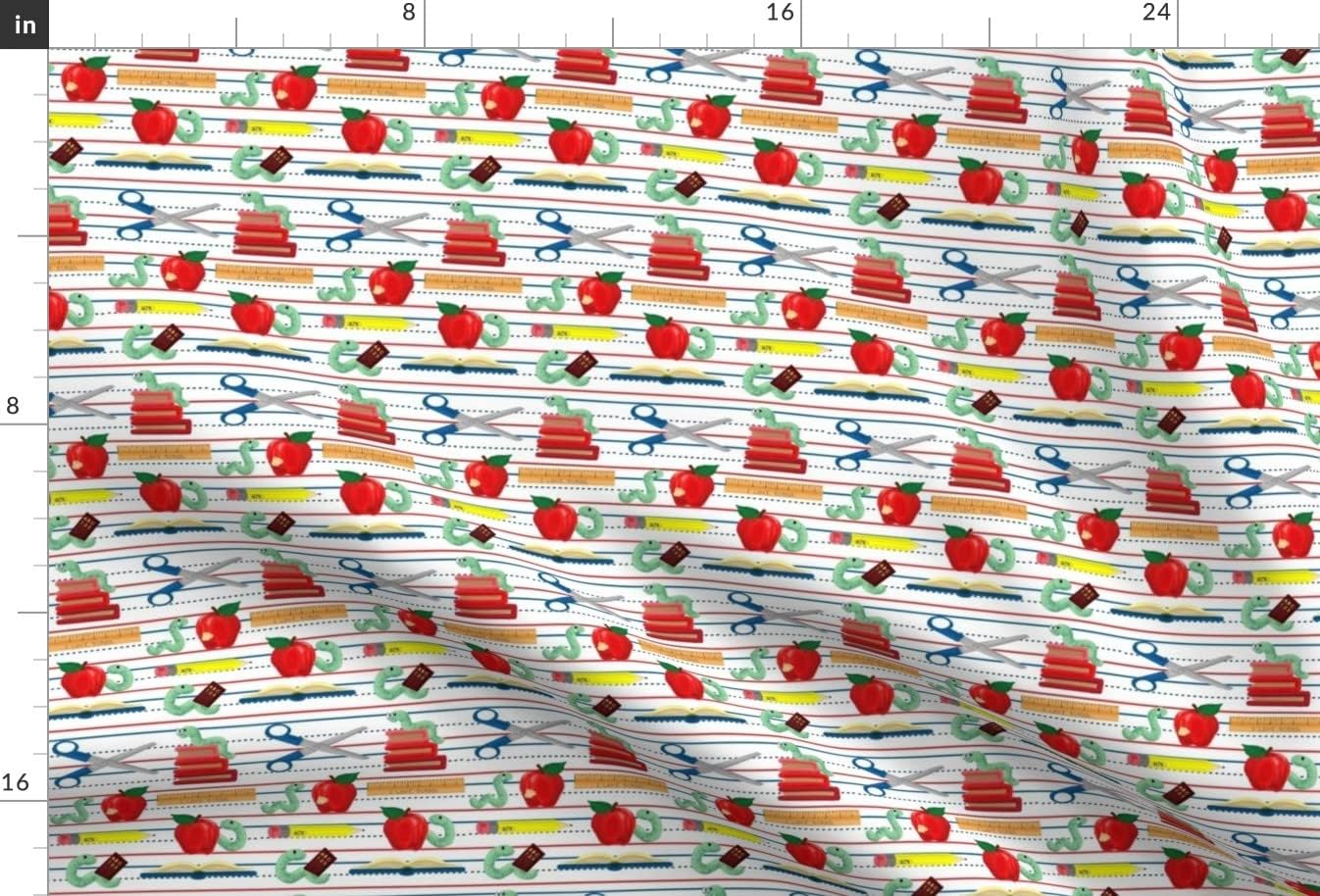 Spoonflower Fabric - School Kids Book Back Teacher Classroom Scissors Printed on Upholstery Velvet Fabric Fat Quarter - Upholstery Home Decor Bottomweight Apparel