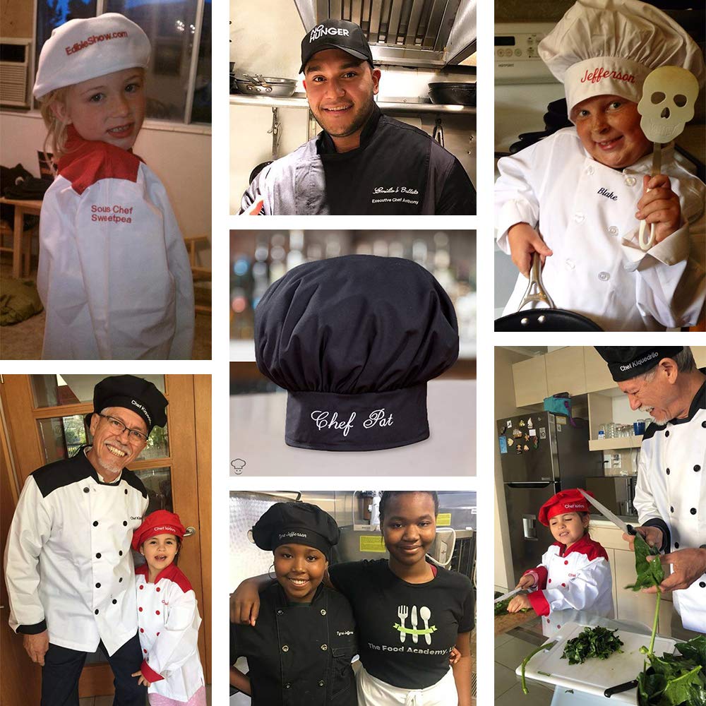 Personalized Custom Chef Hat Adjustable Elastic Baker Kitchen Cooking Chef Cap (White)