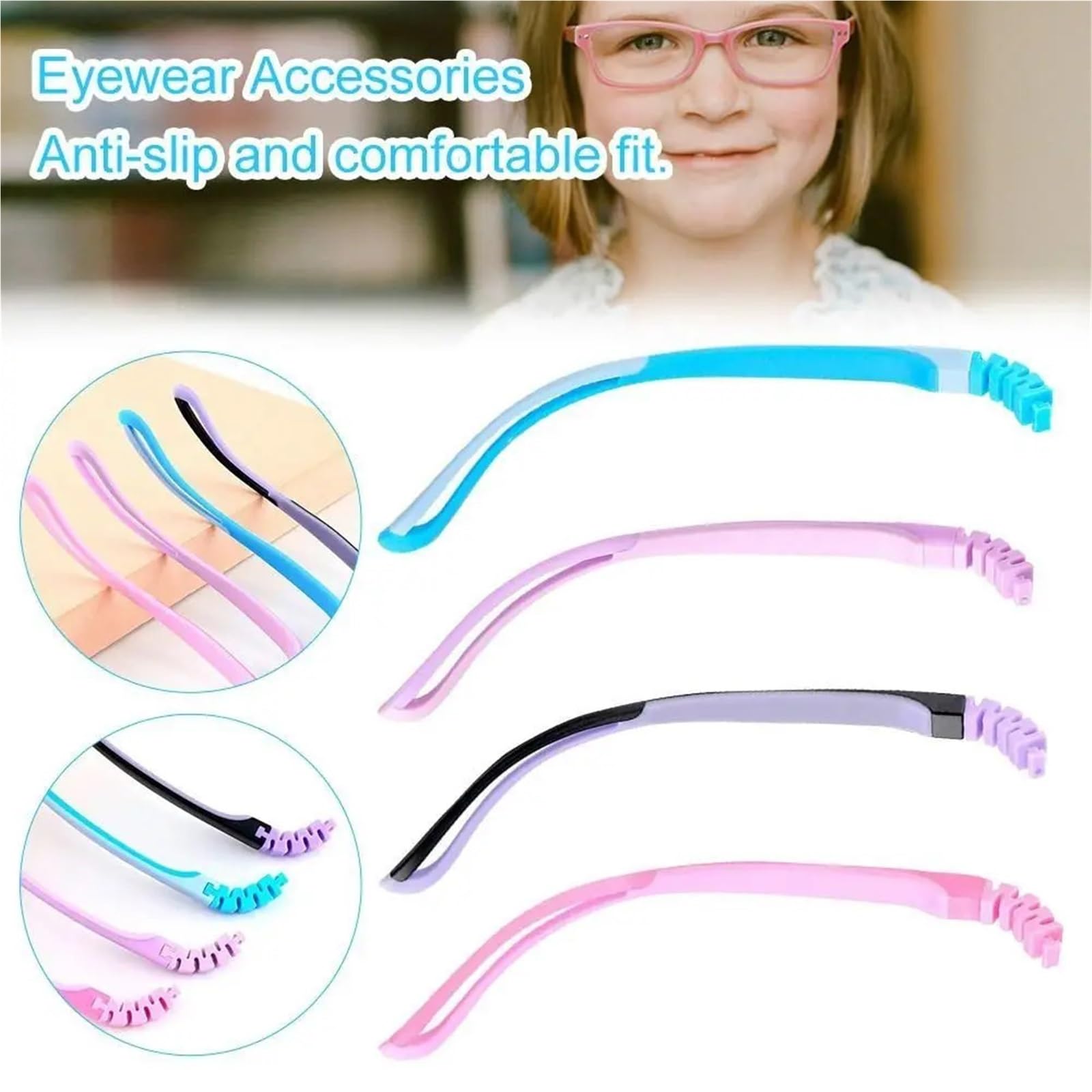 Gafas Patilla Patilla 1 par de patas de gafas de silicona, accesorios for patas de gafas de silicona EyeBicolor a presión for niños(Purple)