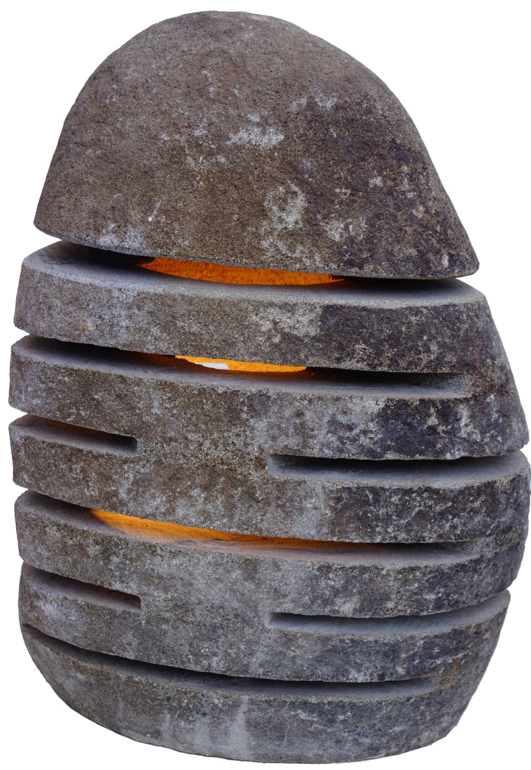 GURU SHOP Flußstein Lampe aus Naturstein, 30 cm, wassergeschützt | Pflegeleichte Leuchte aus indonesischem Flussstein, ideal für den Außenbereich, einzigartig und langlebig.