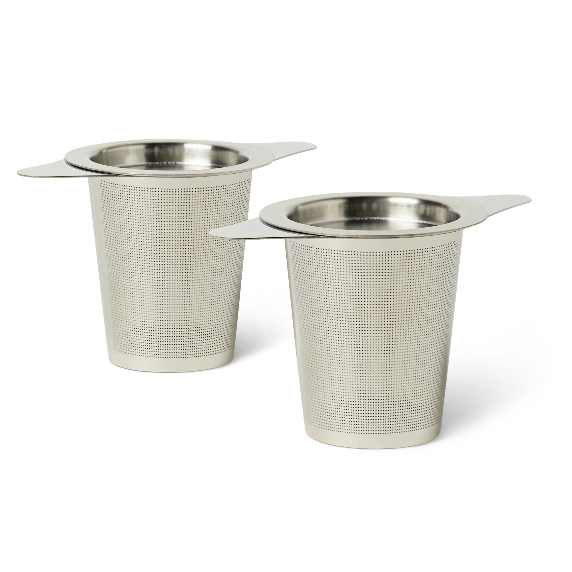 Amazon Basics Infusor de Té para Hojas Sueltas con Tapa, Juego de 2 Piezas, Acero Inoxidable, Resistente a la Oxidación y Apto para Lavavajillas