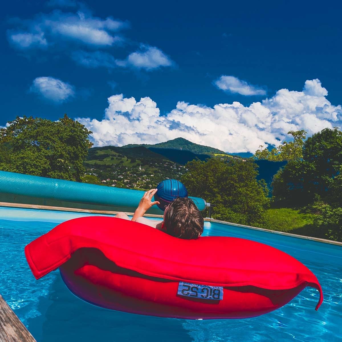 LIVEDECO - Housse Vide Pouf Géant XXL, Flottant pour Piscine, Rouge Pool BiG52