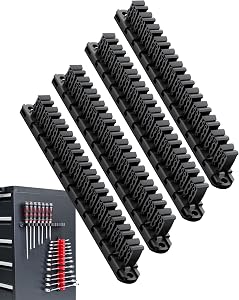DEHOYI Magnetic Screwdriver Organizer and Wrench Organizer for Workshop, Garage | Heavy-Duty Tool Organizer for 48 pcs tools & Space-saving tool holder | Gift for father and boyfriend (4 pcs, Black)