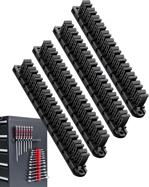 DEHOYI Organisateur de tournevis magnétique et organisateur de clé pour atelier, Garage 48 outils de pcs & Porte-outils d'économie d'espace.Cadeau pour père et petit ami (4 pcs, noir)