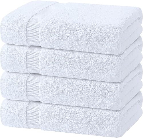 Miniatura 41 de White Classic Wealuxe - Juego de 4 toallas de baño grises, de algodón para cuerpo, para hotel, gimnasio, spa, toallas suaves, extra absorbentes