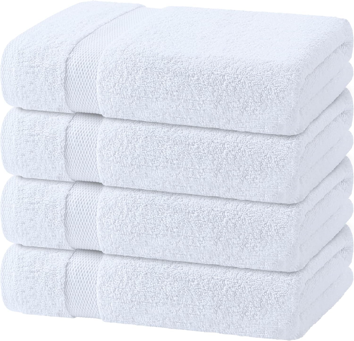 Wealuxe White Bath Towels Set of 4 27 x 54 Inch 100 Ring Spun Cotton 650GSM Extra Absorbent