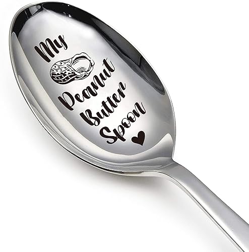 My Peanut Butter Spoon - Divertida cuchara de acero inoxidable grabada cuchara de mantequilla de maní de mango largo cuchara de té de café cuchara