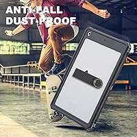 Vista 4 de ShellBox Case Funda impermeable para iPad 10.2 de 9ª/8ª/7ª generación, resistente a prueba de golpes, protector de pantalla integrado con correa