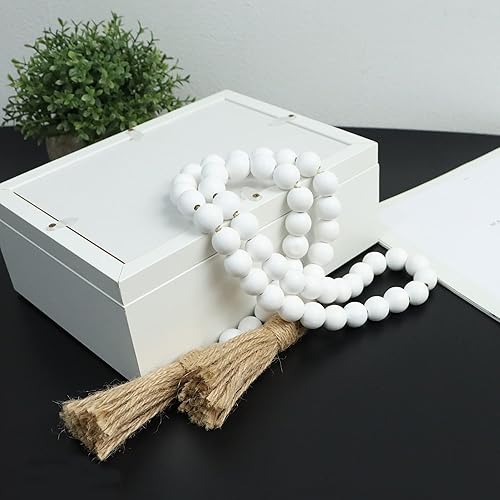 Vista 64 de Meplait Guirnalda de cuentas de madera de 39 pulgadas con borlas, cuentas de oración versátiles, estilo bohemio y chic para colgar en la pared, Rosa