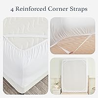 Vista 2 de Sábana bajera ajustable de 100 % algodón percal, con bolsillo profundo de 8 a 15 pulgadas, sábana bajera transpirable, suave y nítida solo con 4