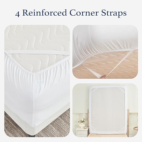 Miniatura 2 de Sábana bajera ajustable de 100 % algodón percal, con bolsillo profundo de 8 a 15 pulgadas, sábana bajera transpirable, suave y nítida solo con 4