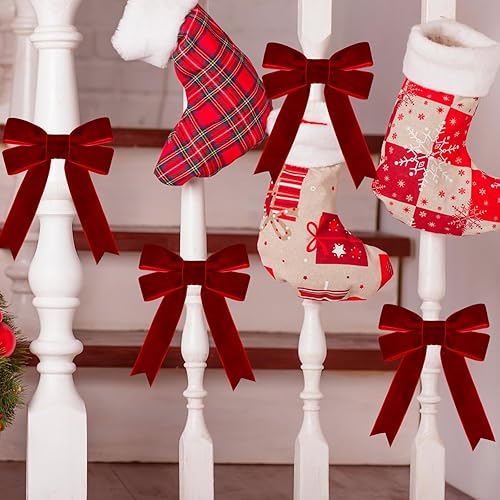 Miniatura 6 de Cinta de terciopelo rojo de 1 pulgada para árbol de Navidad, cinta de terciopelo de Navidad para envolver regalos, manualidades, arco, corona,