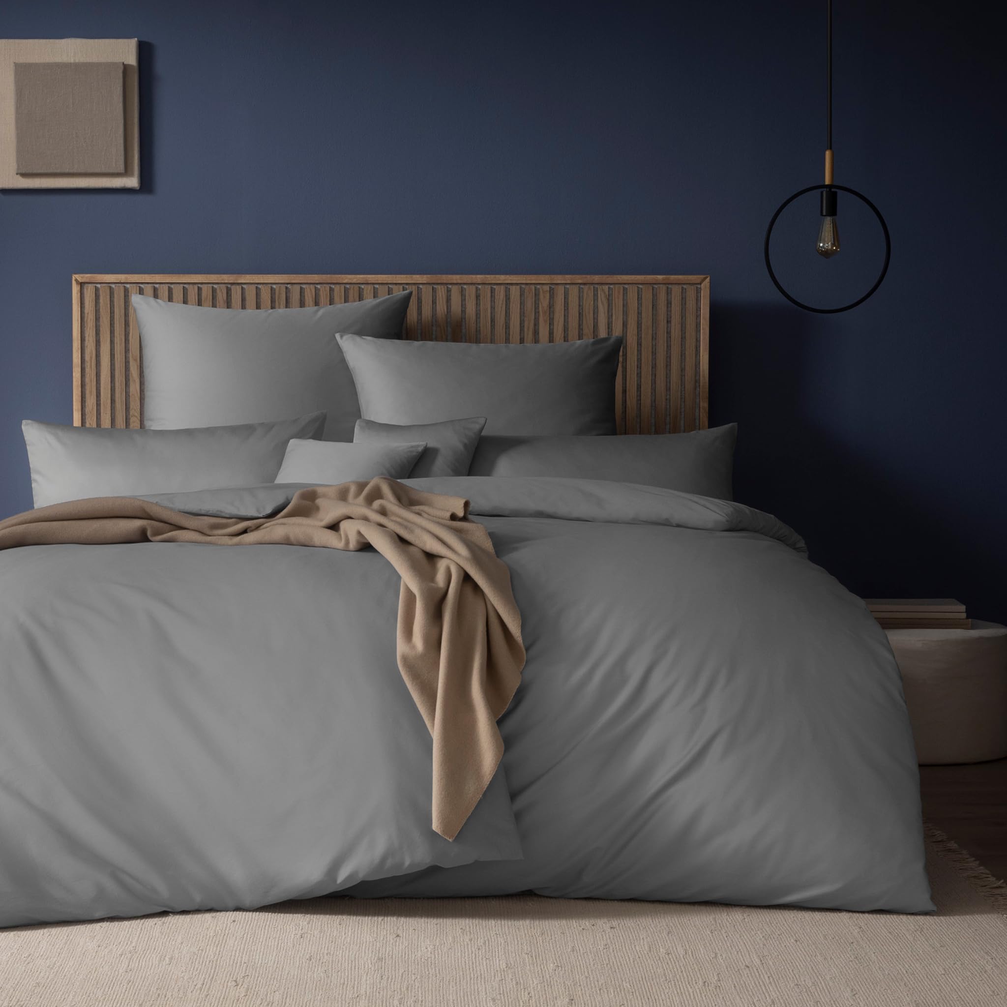 ESTELLA Mako-Satin Bettwäsche Set, 155x220 cm + 80x80 cm, Platin | 100% Baumwolle, Deutsche Marke, Garantie Reißverschluss, Moderene Farben
