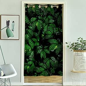 Amazon: ZYMECH Curtains & Drapes Living Room Dark Green Plant Leaf