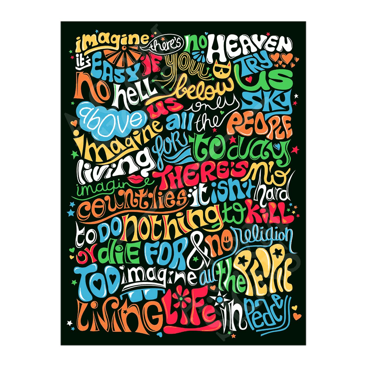 Metal Sign Plaque Retro Imagine Song Lyrics, 10x8in ref12848