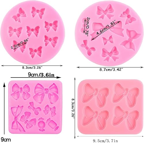 Miniatura 2 de Paquete de 3 moldes de silicona para fondant, moños para fondant, Sungar, dulces, pasteles, para cumpleaños, bodas, fiestas, bricolaje, decoración
