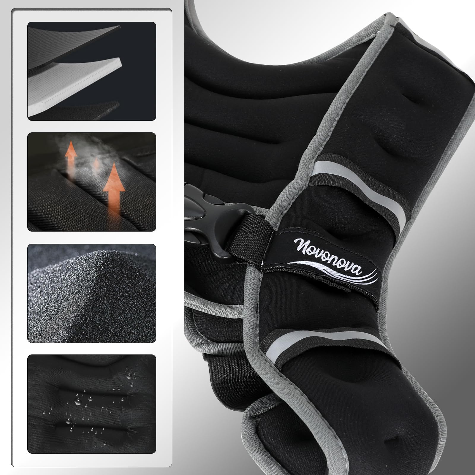 Gilet Lesté avec Bordures Réfléchissantes, Gilet Leste Équipement de Sécurité Sportive Sangles Ajustables Ergonomique, Veste Lestée Résistant, Gilet Poids Musculation 3/5/8/12KG